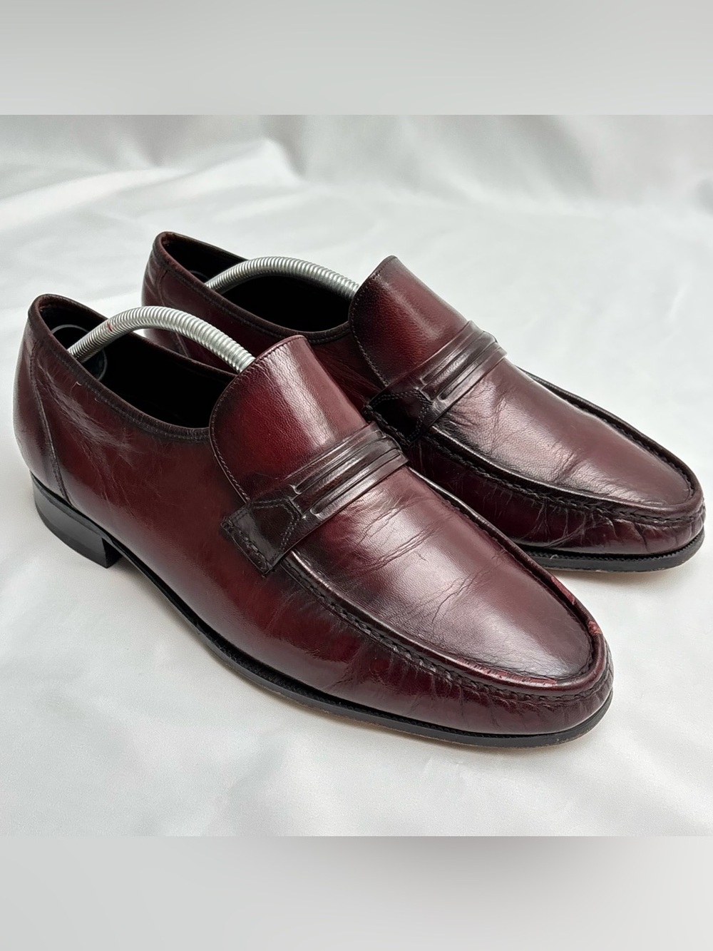 Florsheim Men’s Vtg 10.5 3E Black Cherry Cordovan Como Leather Loafer Shoes Slip